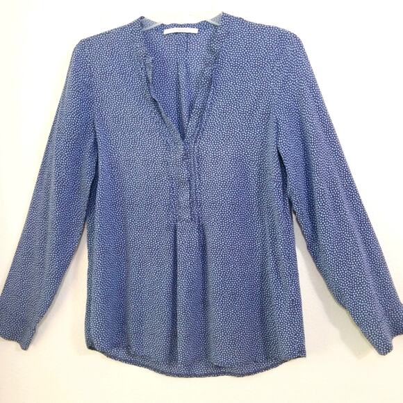 Sud Express blue square dot 1/2 button tunic top M - Picture 4 of 7